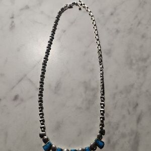 Vintage TURQUOISE Sterling Silver 16" NECKLACE